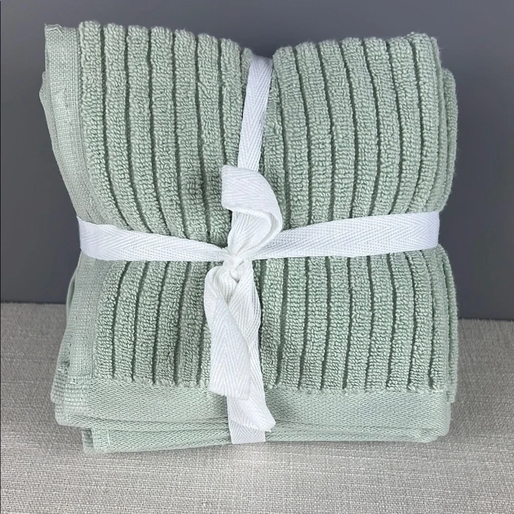 Brooks Brothers Green Turkish Washcloth Set 100% Cotton Luxury Soft 5 Pc NEW